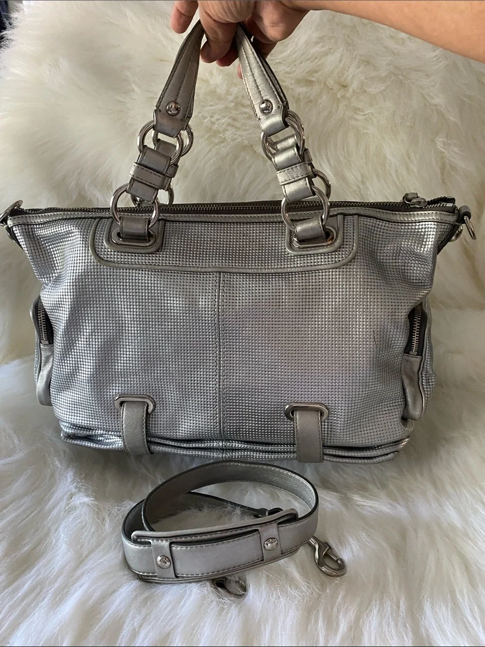 Coach Cambridge Collection Textured Metallic Alexa Large Satchel